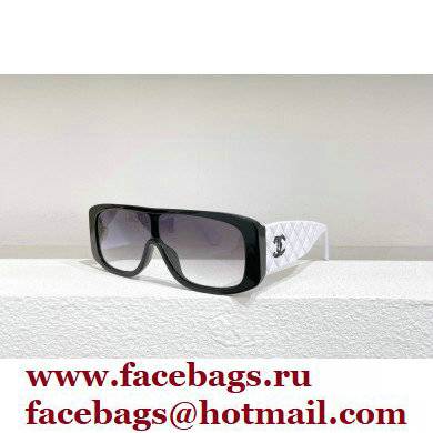 chanel White & Black Shield Sunglasses 2022 - Click Image to Close
